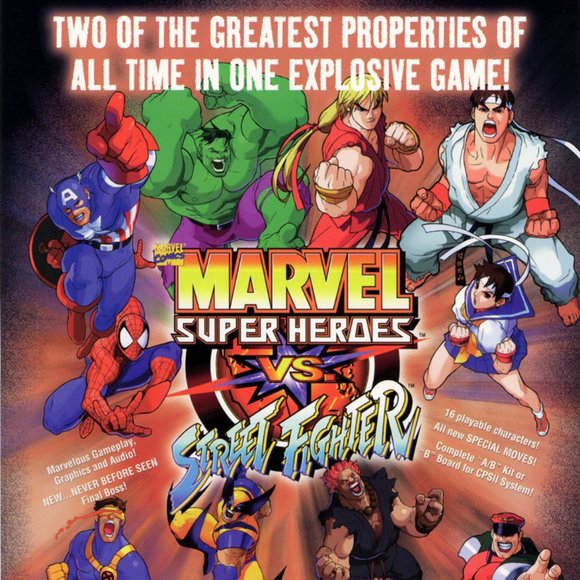 Marvel Super Heroes VS Street Fighter Arcade Flyer Game Artwork Vintage Promo - Picture 1 of 2